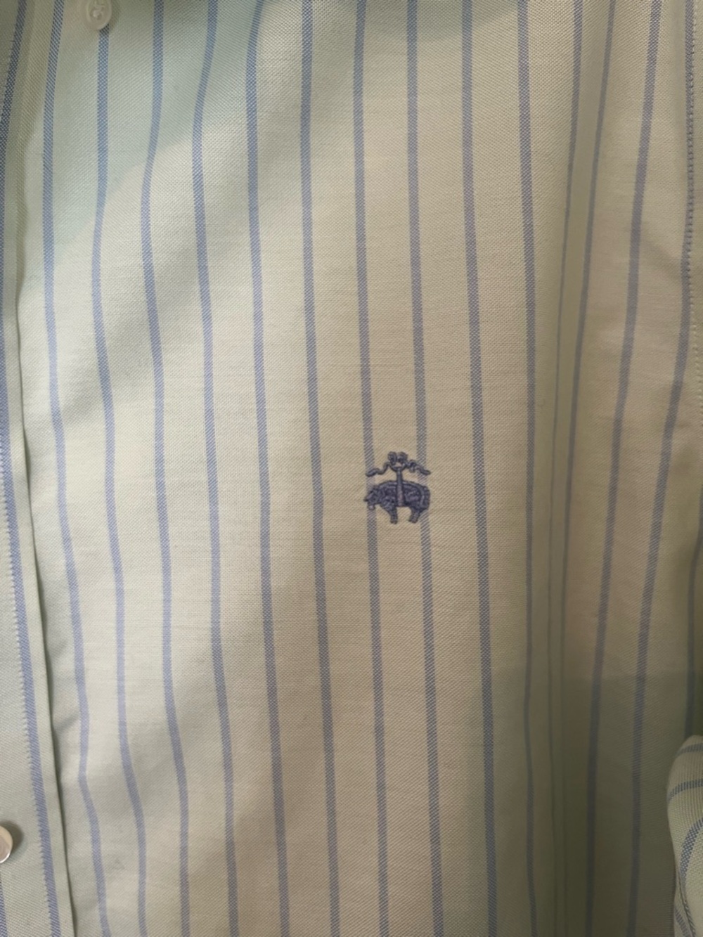 Brooks Brothers Large Mint Green and Light Blue Striped Dress Shirt Old Money - Picture 2 of 5